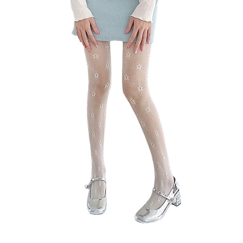 Дантелени женски колготки - флорална шарка, ултратънки, дишащи, найлонови, японски Lolita стил