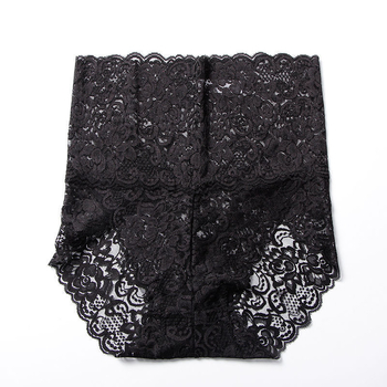 Moteriški aukšto liemens nėrinių kelnaitės — be siūlių, pakeliančios klubus ir pilvą, medvilnės įdėklas tarp kojų