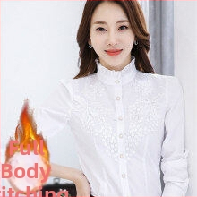 Moteriški medvilniniai marškiniai su stoviu kaklu, ilgomis rankovėmis, siauras kirpimas, pavasaris 2023