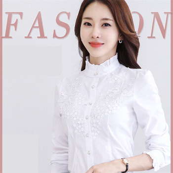 Moteriški medvilniniai marškiniai su stoviu kaklu, ilgomis rankovėmis, siauras kirpimas, pavasaris 2023