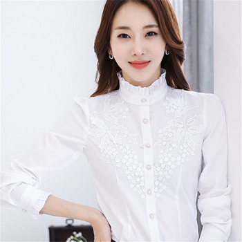 Moteriški medvilniniai marškiniai su stoviu kaklu, ilgomis rankovėmis, siauras kirpimas, pavasaris 2023