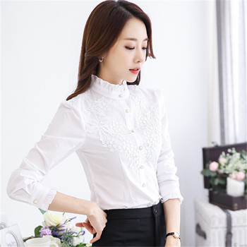 Moteriški medvilniniai marškiniai su stoviu kaklu, ilgomis rankovėmis, siauras kirpimas, pavasaris 2023