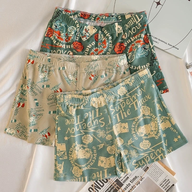 Aixin muške široke bokserice s cvjetnim uzorkom, lagano ljetno pidžamo Milk Silk materijal
