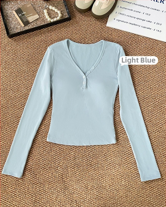 Női Henley nyakú termikus felső integrált melltartó‑támaszokkal, vastag viszkóz anyagból, hosszú ujjú, külső viseletre alkalmas