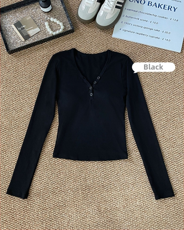 Női Henley nyakú termikus felső integrált melltartó‑támaszokkal, vastag viszkóz anyagból, hosszú ujjú, külső viseletre alkalmas