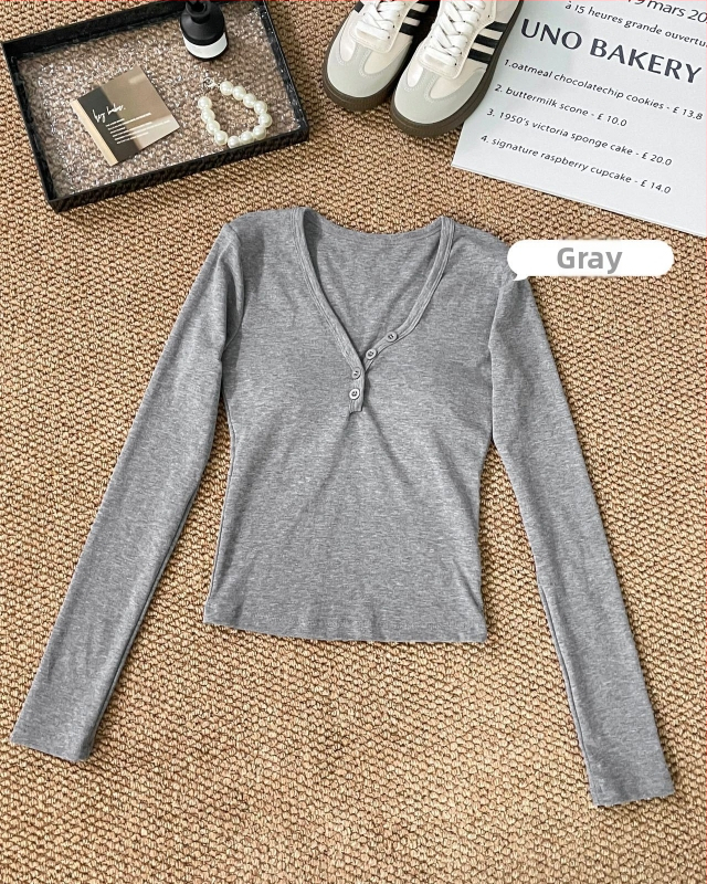 Női Henley nyakú termikus felső integrált melltartó‑támaszokkal, vastag viszkóz anyagból, hosszú ujjú, külső viseletre alkalmas