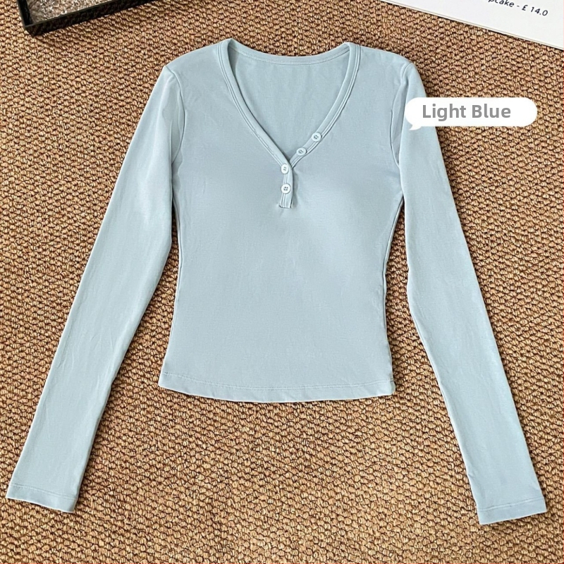 Női Henley nyakú termikus felső integrált melltartó‑támaszokkal, vastag viszkóz anyagból, hosszú ujjú, külső viseletre alkalmas