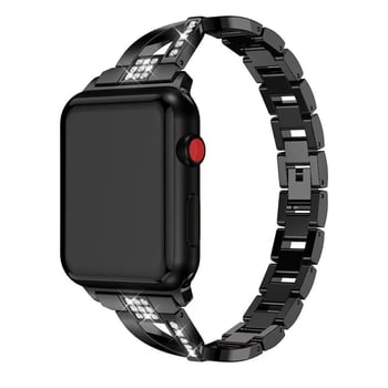 Metalni kaiš za Apple Watch s X-oblikom lanca, dijamantno ugraviran, kopča s klikom, moderan stil