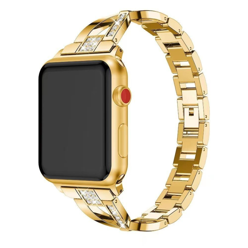 Metalni kaiš za Apple Watch s X-oblikom lanca, dijamantno ugraviran, kopča s klikom, moderan stil