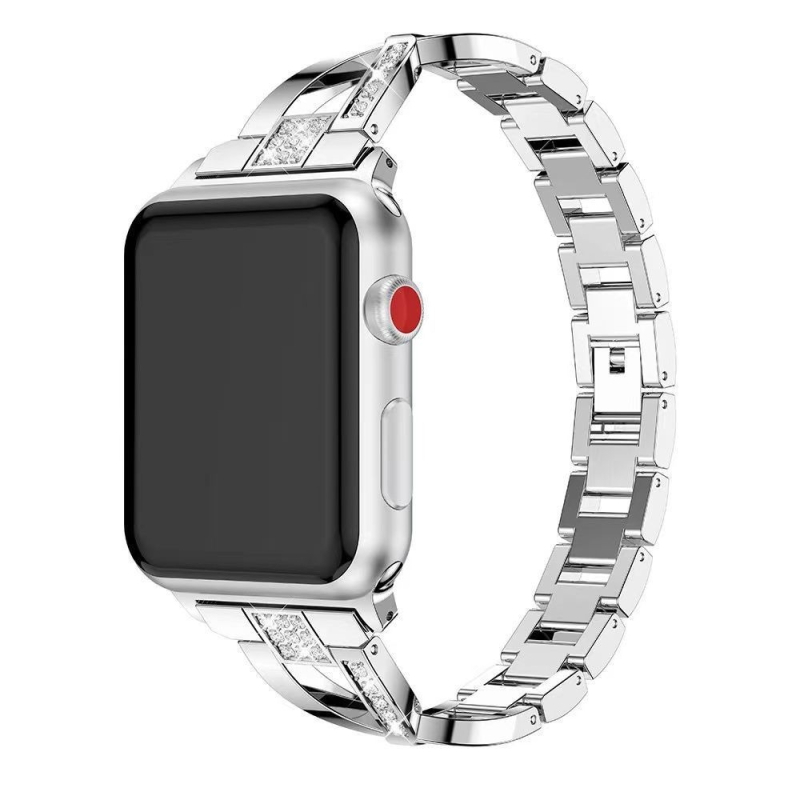 Metalni kaiš za Apple Watch s X-oblikom lanca, dijamantno ugraviran, kopča s klikom, moderan stil