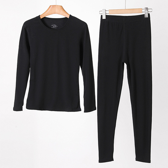 Unisex set osnovnog sloja od Tencel toplog pamuka i lyocella — lagani jesensko-zimski komplet, gornji dio s okruglim izrezom i hlače, dugi rukav, s baršunastom unutarnjom podstavom