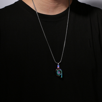 Nerūdijančio plieno kaklo papuošalas su perlų grandine ir turbokompresoriaus pakabuku, elektroplakuotas, ilgis 61–70 cm, unisex