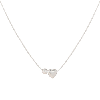 Vario karoliai su širdies formos pakabuku, sidabrinis pakabukas, kryžminė grandinė, Korėjietiškas stilius, Žiema 2024