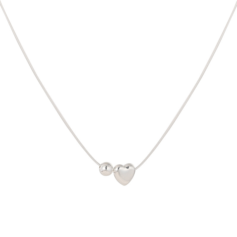 Vario karoliai su širdies formos pakabuku, sidabrinis pakabukas, kryžminė grandinė, Korėjietiškas stilius, Žiema 2024