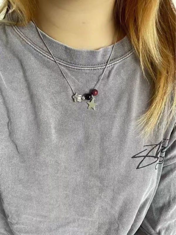 Kaklo papuošalas su žvaigždės dizainu, titano plienas, dėžutės grandinė, INs wind stilius, asmeninė tendencija