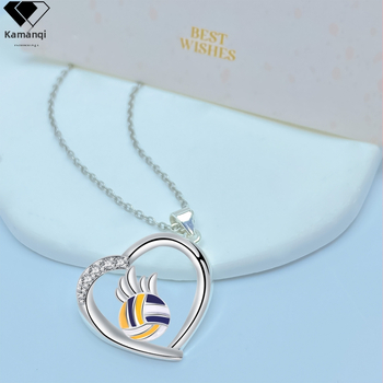 Širdies formos vario karolėlis su kryžmine grandine, elektroplatinavimas, Lycra Manqi prekės ženklas