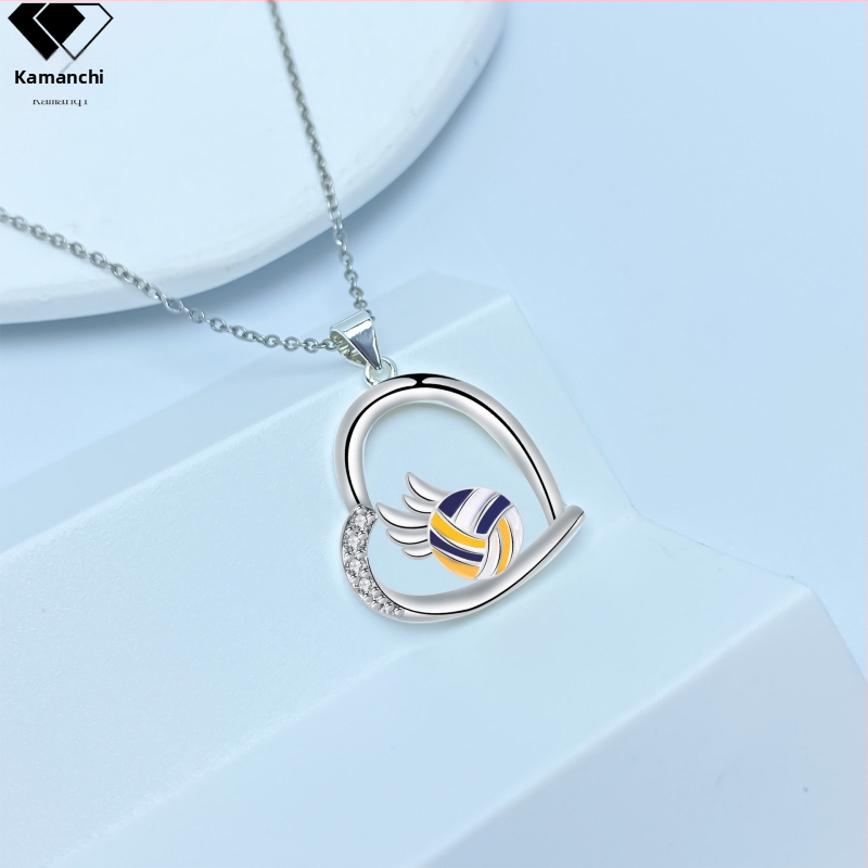 Širdies formos vario karolėlis su kryžmine grandine, elektroplatinavimas, Lycra Manqi prekės ženklas