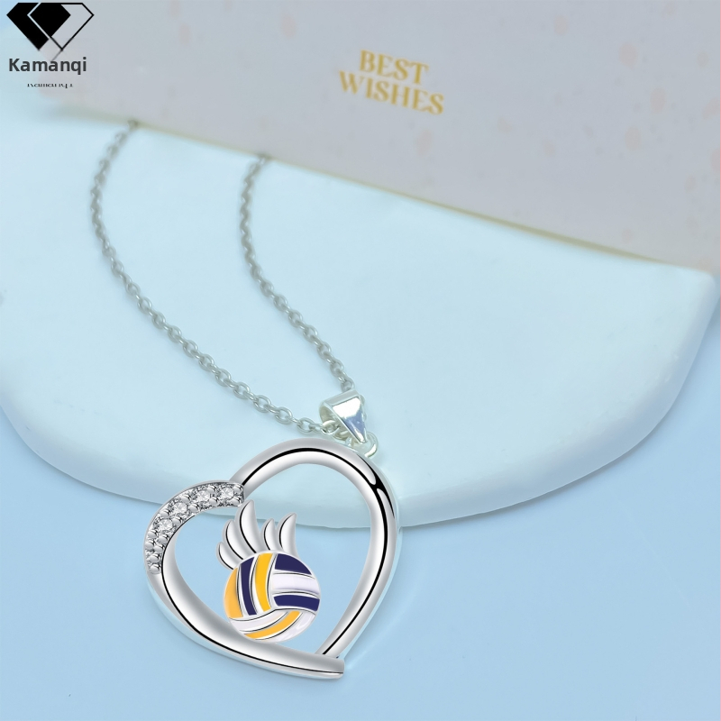 Širdies formos vario karolėlis su kryžmine grandine, elektroplatinavimas, Lycra Manqi prekės ženklas