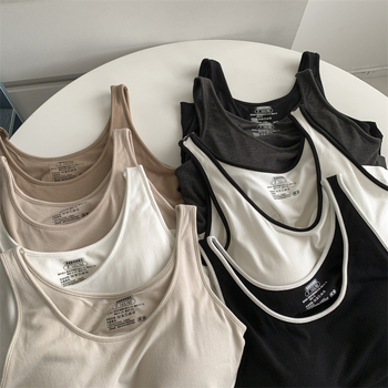 Rugalmas ujjatlan felső melltartó párnázással - kötött pamut, egyszínű, őszi 2024, felnőtt nőknek