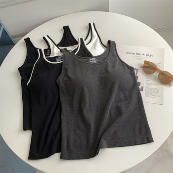 Rugalmas ujjatlan felső melltartó párnázással - kötött pamut, egyszínű, őszi 2024, felnőtt nőknek