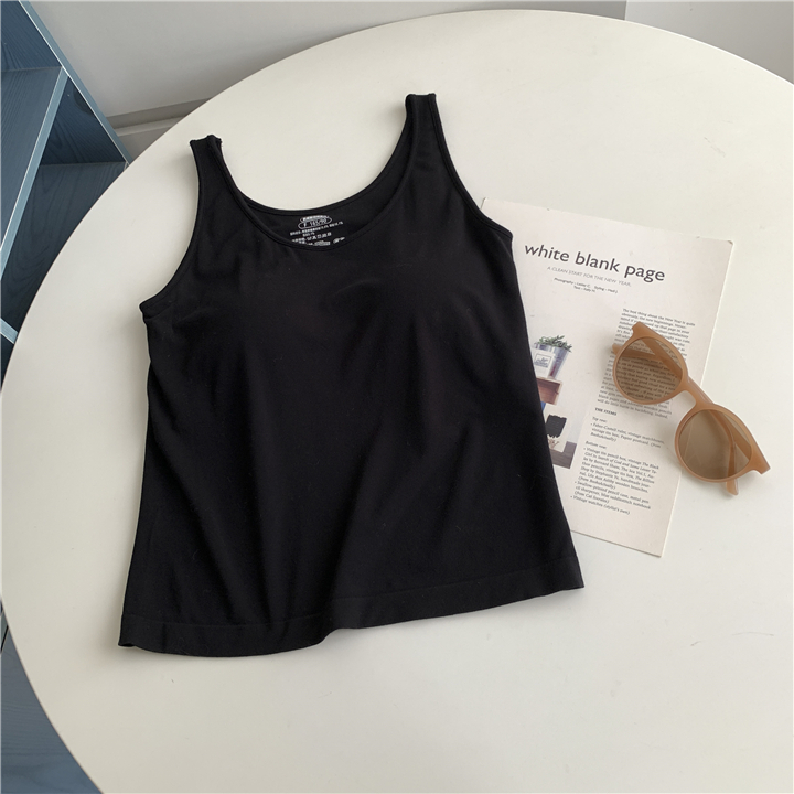 Rugalmas ujjatlan felső melltartó párnázással - kötött pamut, egyszínű, őszi 2024, felnőtt nőknek