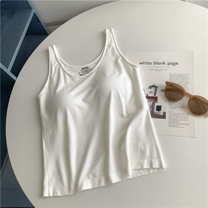 Rugalmas ujjatlan felső melltartó párnázással - kötött pamut, egyszínű, őszi 2024, felnőtt nőknek