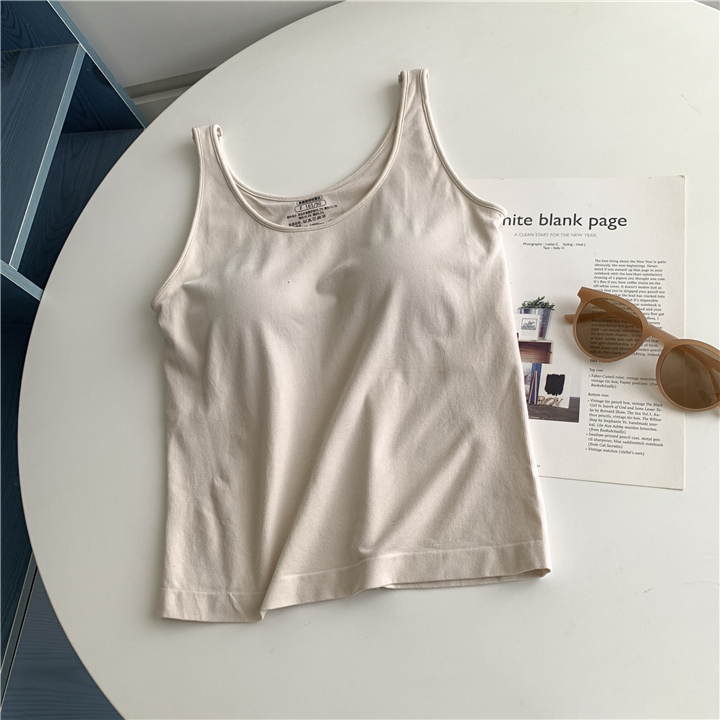 Rugalmas ujjatlan felső melltartó párnázással - kötött pamut, egyszínű, őszi 2024, felnőtt nőknek