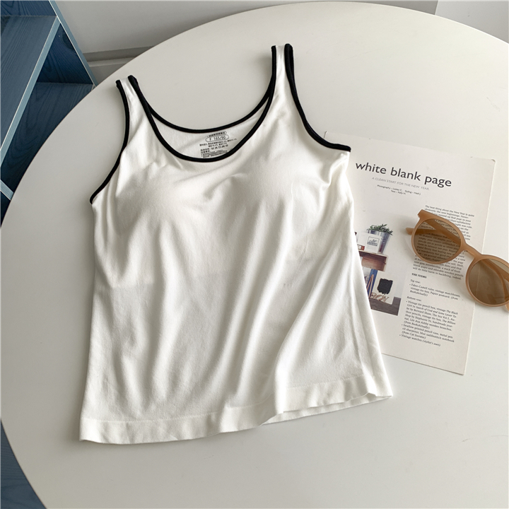 Rugalmas ujjatlan felső melltartó párnázással - kötött pamut, egyszínű, őszi 2024, felnőtt nőknek