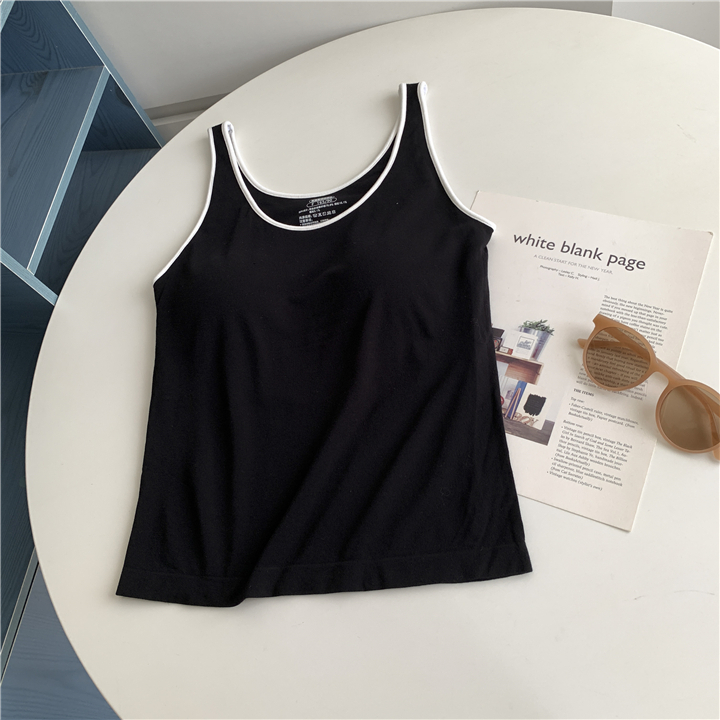 Rugalmas ujjatlan felső melltartó párnázással - kötött pamut, egyszínű, őszi 2024, felnőtt nőknek