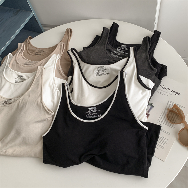 Rugalmas ujjatlan felső melltartó párnázással - kötött pamut, egyszínű, őszi 2024, felnőtt nőknek