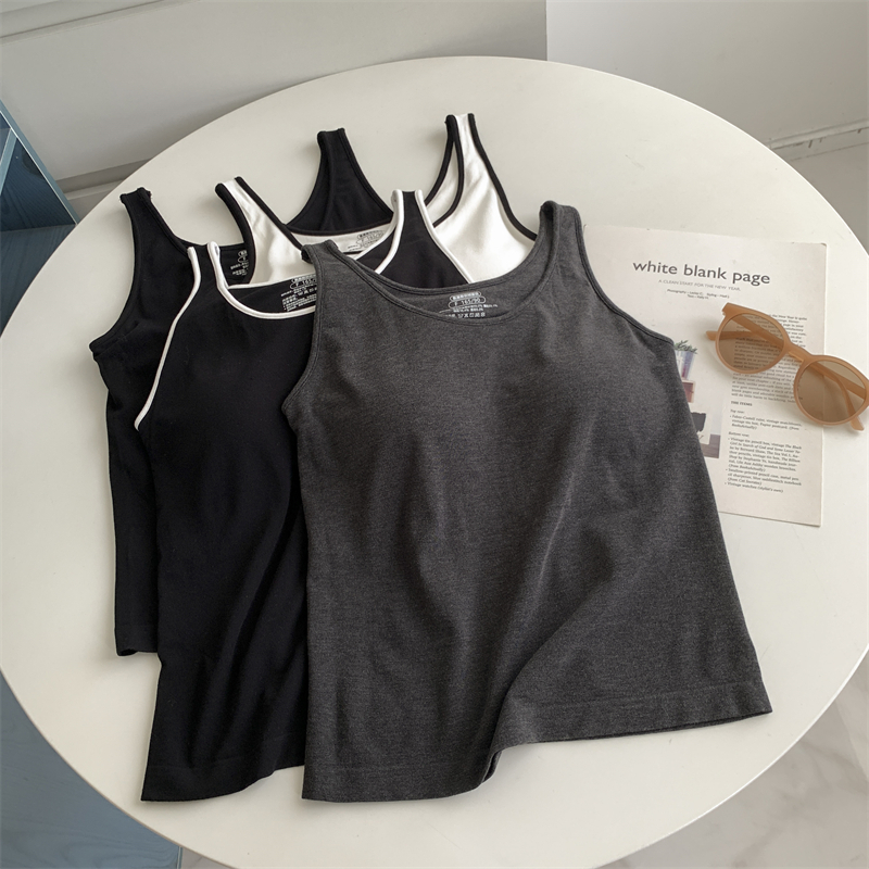 Rugalmas ujjatlan felső melltartó párnázással - kötött pamut, egyszínű, őszi 2024, felnőtt nőknek