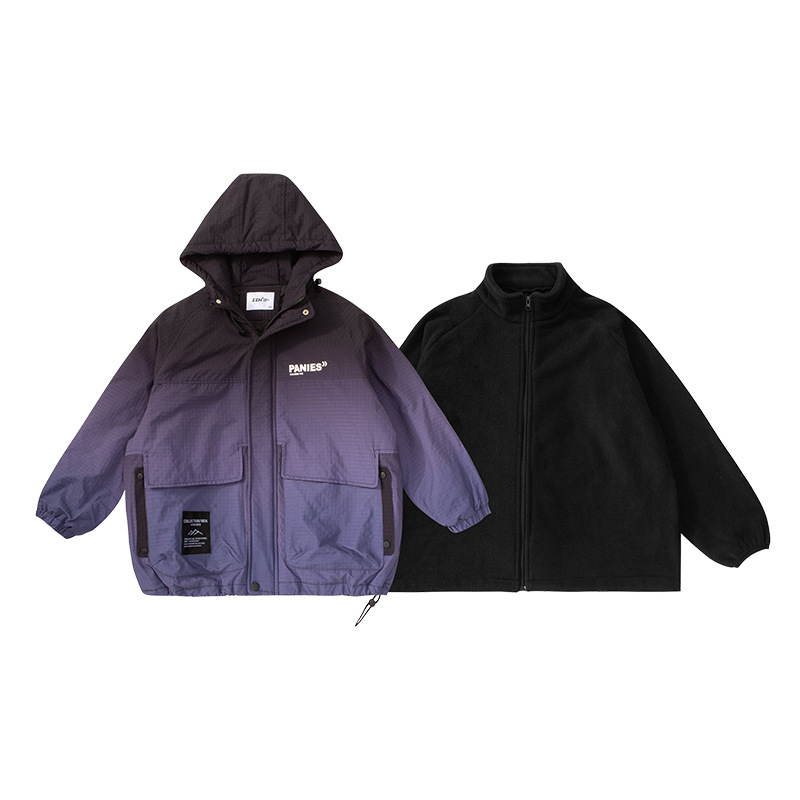 Mergaitėms 3-in-1 striukė rudens–žiemos 2024, raidžių raštas, poliesterio pamušalas, ilgos rankovės, vidutinio ilgio