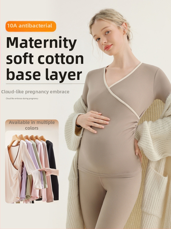 Σετ θερμικού ενδύματος μητρότητας για μετά τον τοκετό – πιτζάμες θηλάσματος, φθινοπωρινά/χειμωνιάτικα tops και παντελόνια, πολυεστέρα‑σπάντεξ ανάμιξη (90–95% πολυεστέρας, έως 30% σπάντεξ)