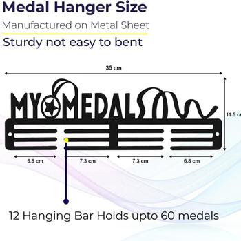 Geležinis medalių ekspozicijos laikiklis, sieninis 3 pakopų stovas, apkrova 5 kg