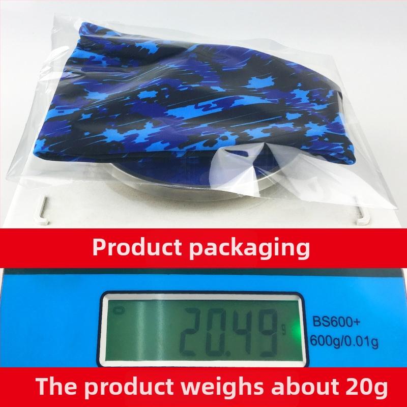 Kamuflážna lycra čelenka, dýchajúca a potu odvádzajúca, na beh, fitnes a tanec (85% polyester, 15% spandex; šitie)