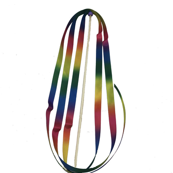 Vaivorykštės juostelės šokių lazdelė vaikams – medžiaga: juostelė, scenos rekvizitai, tinka vestuvėms, dovana