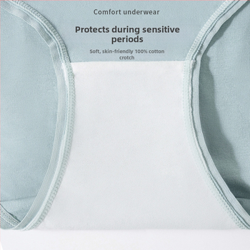 Moterų medvilninės kelnaitės su antibakterine kirkšnies zona, apsauga nuo išsiliejimo menstruacijų metu, vidutinio aukščio liemuo, 95–100% medvilnė, kirkšnies pamušalas 100% medvilnė