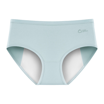 Moterų medvilninės kelnaitės su antibakterine kirkšnies zona, apsauga nuo išsiliejimo menstruacijų metu, vidutinio aukščio liemuo, 95–100% medvilnė, kirkšnies pamušalas 100% medvilnė
