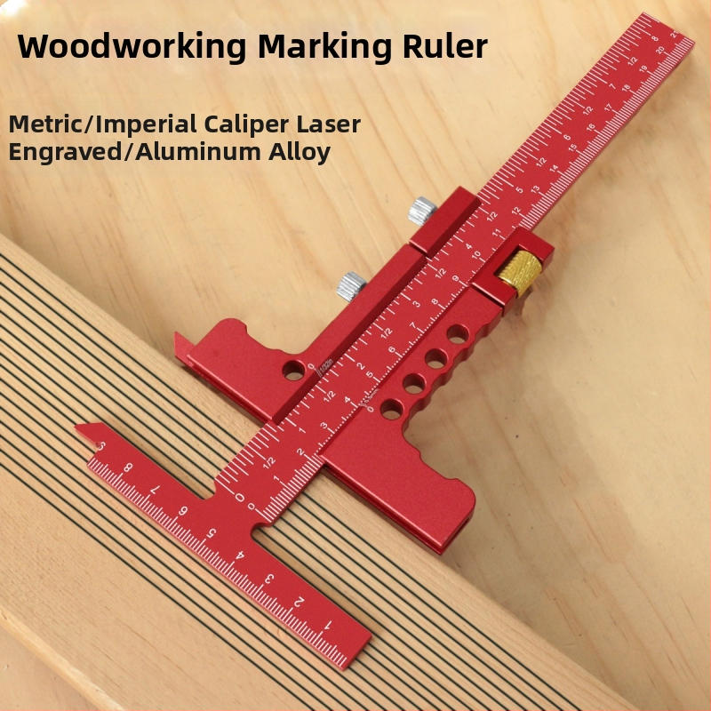 Faipari jelölő vonalzó alumíniumötvözetből, csúszó skálával