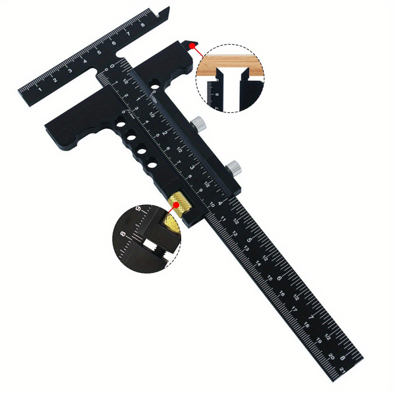 Faipari jelölő vonalzó alumíniumötvözetből, csúszó skálával