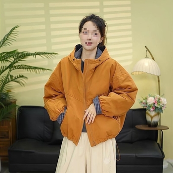 Jakna s kapuljom u korejskom stilu, Corduroy s krznom od zečeva (95%+), otporna na vjetar, proljeće 2023