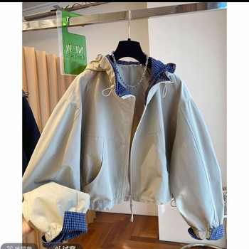 Jakna s kapuljom u korejskom stilu, Corduroy s krznom od zečeva (95%+), otporna na vjetar, proljeće 2023