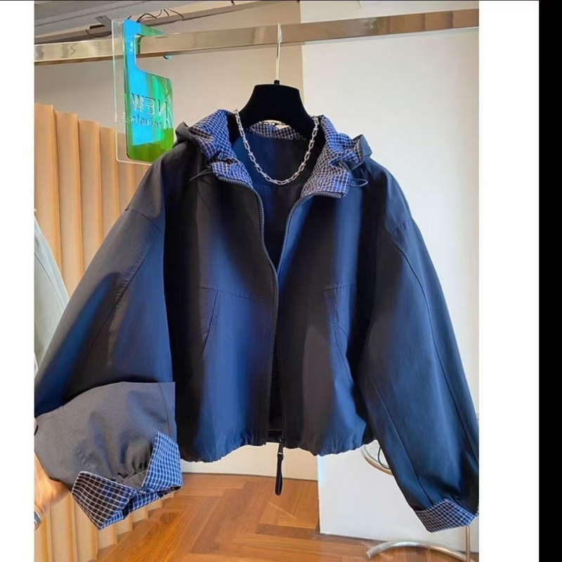 Jakna s kapuljom u korejskom stilu, Corduroy s krznom od zečeva (95%+), otporna na vjetar, proljeće 2023