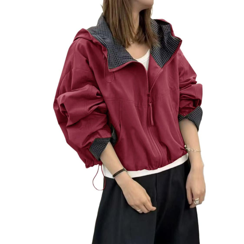 Jakna s kapuljom u korejskom stilu, Corduroy s krznom od zečeva (95%+), otporna na vjetar, proljeće 2023