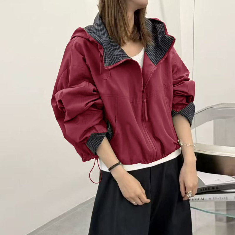 Jakna s kapuljom u korejskom stilu, Corduroy s krznom od zečeva (95%+), otporna na vjetar, proljeće 2023