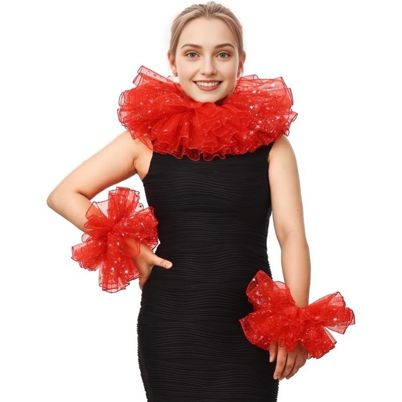 Dvodijelni cosplay set: ovratnik od mrežaste tkanine sa zvjezdicama i rukavima, euro-američki stil, za odrasle, izlazi jesenas 2024.