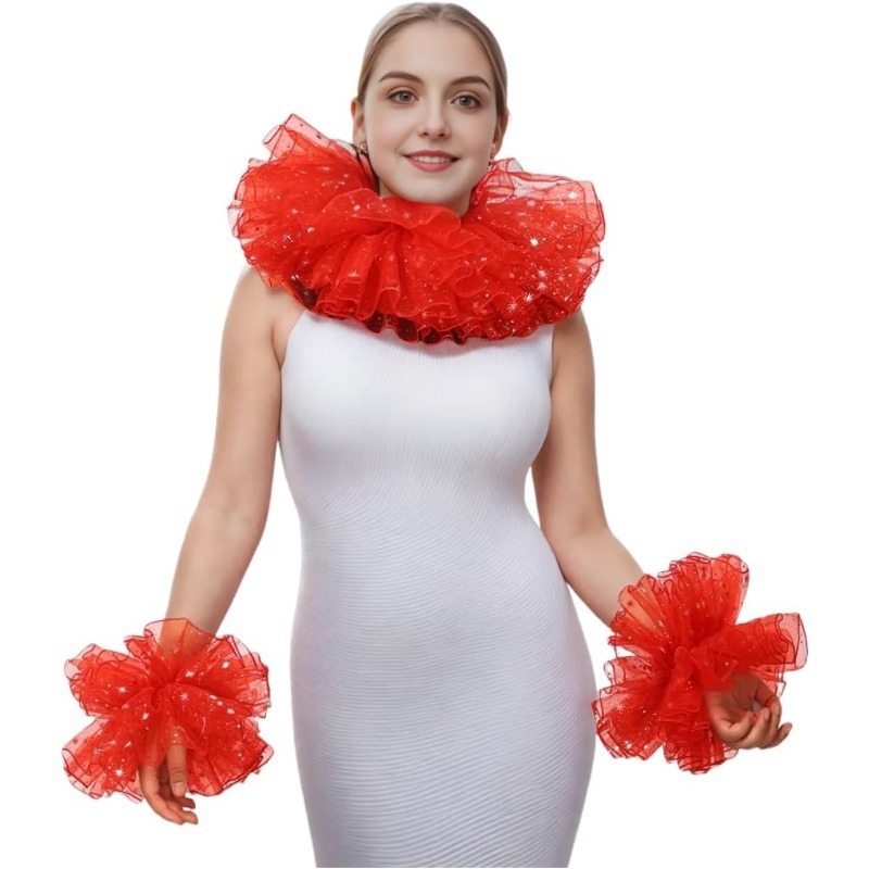 Dvodijelni cosplay set: ovratnik od mrežaste tkanine sa zvjezdicama i rukavima, euro-američki stil, za odrasle, izlazi jesenas 2024.