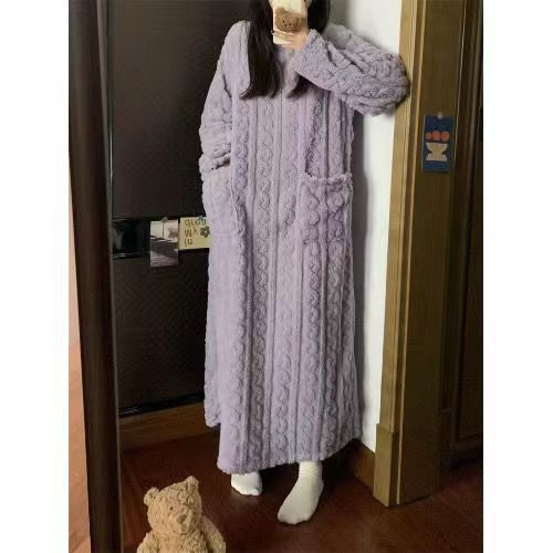 Ogrtač od Carding Cotton Wool – Gost materijal 201-250 g/m2, okrugli izrez, dugi rukavi, Za razonodu i spavanje