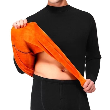 Muški zimski termalni komplet donjeg rublja — 100% poliester, debeli fleece, okrugli ovratnik, dugi rukav i hlače