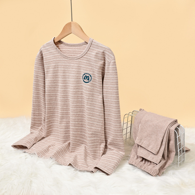 Paauglų medvilnės-stretch termo apatinių komplektas — kvėpuojantis, elastingas, vidutinio šilumos lygio; audinys 181–200 g/m², 95% medvilnė su medvilniniu pamušalu, vienos sluoksnio